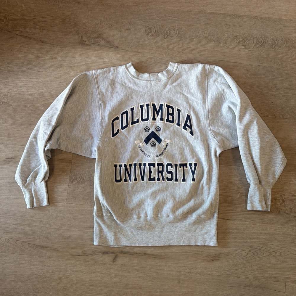 Vintage Champion Reverse Weave Columbia University Gray Sweatshirt Medium USA